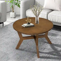 Table basse ronde en bois de 32 pouces pour salon, tables basses circulaires en bois de style Mid-Century ou Ferme pour appartement, montage facile