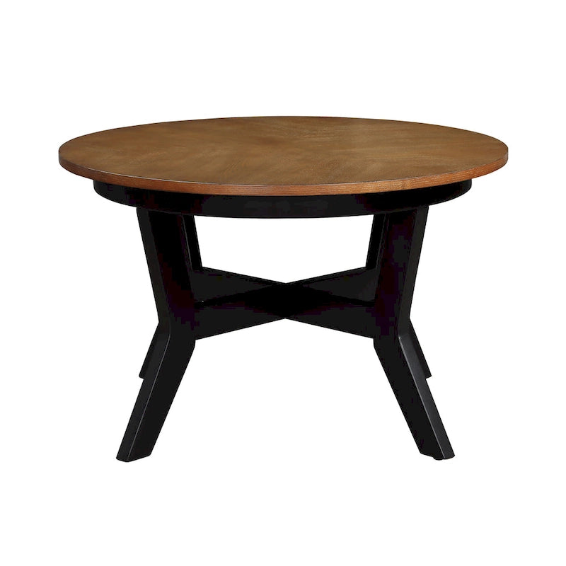 Table basse ronde en bois de 32 pouces pour salon, tables basses circulaires en bois de style Mid-Century ou Ferme pour appartement, montage facile