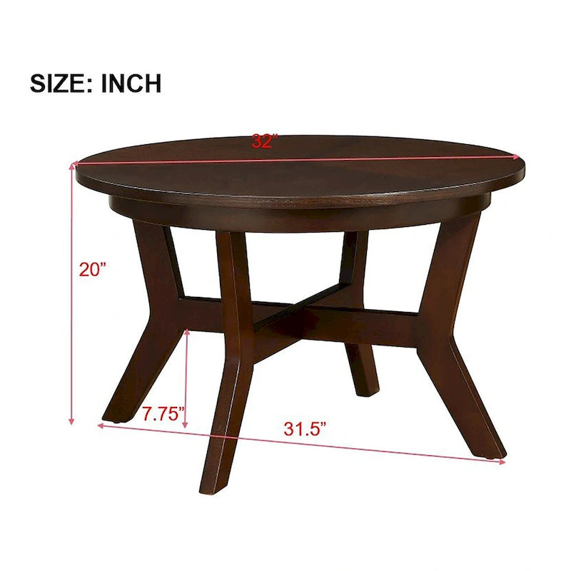 Table basse ronde en bois de 32 pouces pour salon, tables basses circulaires en bois de style Mid-Century ou Ferme pour appartement, montage facile