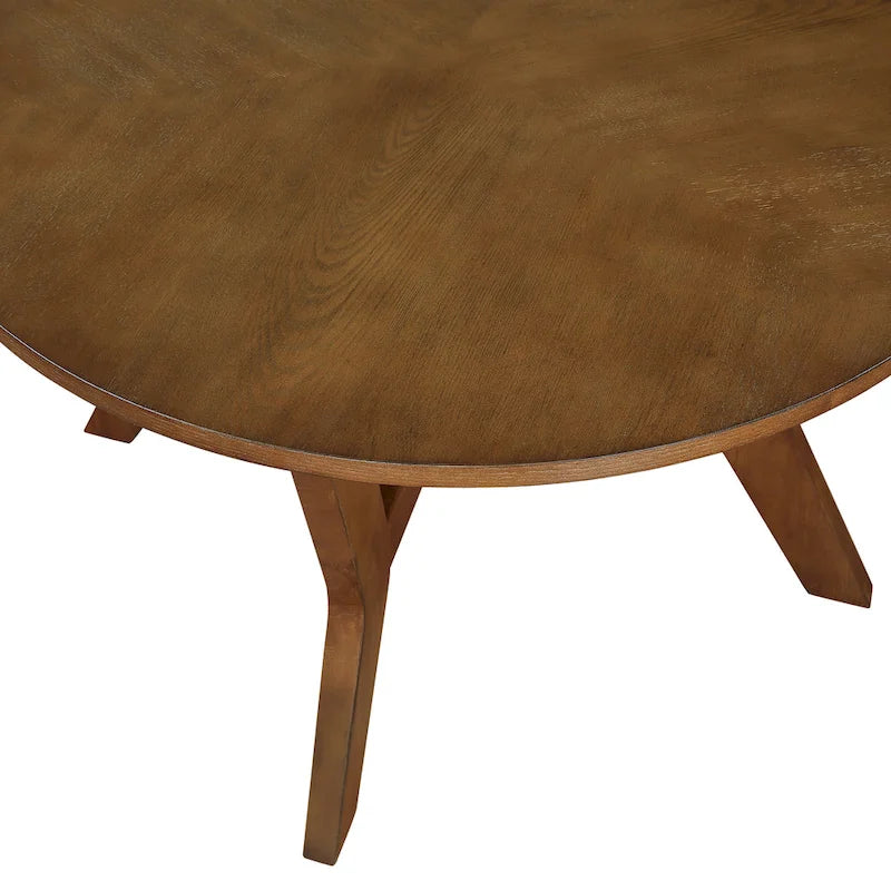 Table basse ronde en bois de 32 pouces pour salon, tables basses circulaires en bois de style Mid-Century ou Ferme pour appartement, montage facile