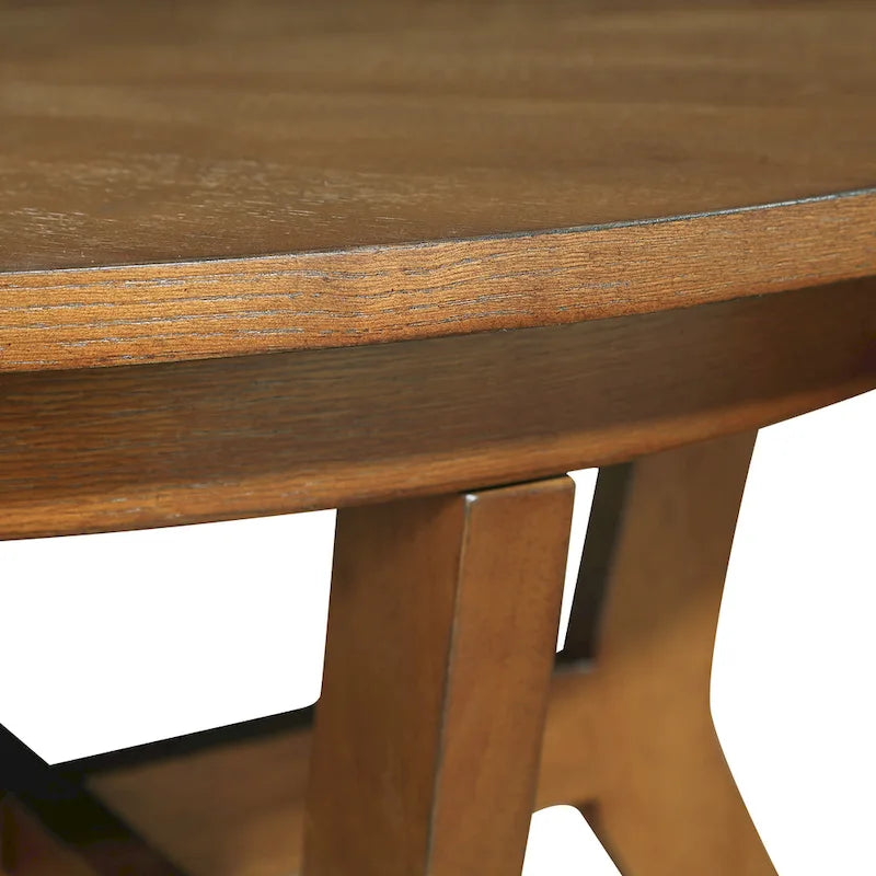 Table basse ronde en bois de 32 pouces pour salon, tables basses circulaires en bois de style Mid-Century ou Ferme pour appartement, montage facile