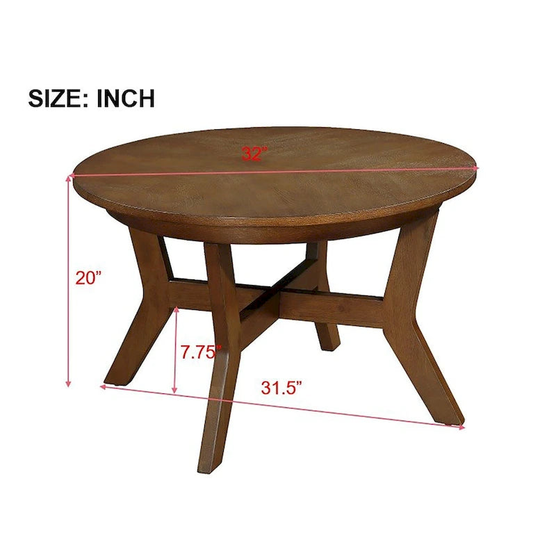 Table basse ronde en bois de 32 pouces pour salon, tables basses circulaires en bois de style Mid-Century ou Ferme pour appartement, montage facile