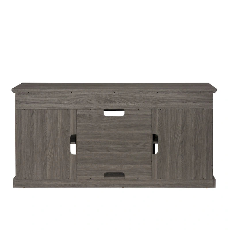 Meuble TV moderne Meuble de télévision Meuble console moderne pour TV jusqu'à 65 pouces avec porte vitrée et espaces de rangement ouverts et fermés