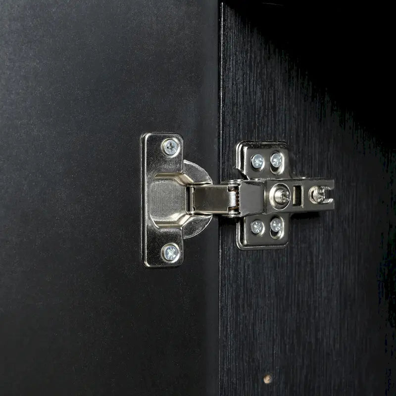 Buffet 4 portes sculpté créatif avec poignées escamotables, système d'ouverture par simple pression, idéal pour la salle à manger, le salon, la chambre et le couloir.
