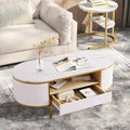 Table basse ovale moderne avec tiroirs pour le salon