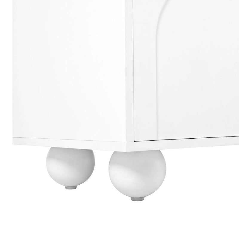 Meuble TV de rangement moderne avec 2 armoires à rebond, 2 tiroirs et 5 pieds ronds pour salon et chambre