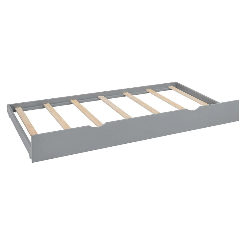 Lit de repos pleine grandeur avec lit gigogne double, cadre de lit en bois massif avec armoire tout-en-un et étagère, lit de repos compact pour chambre à coucher