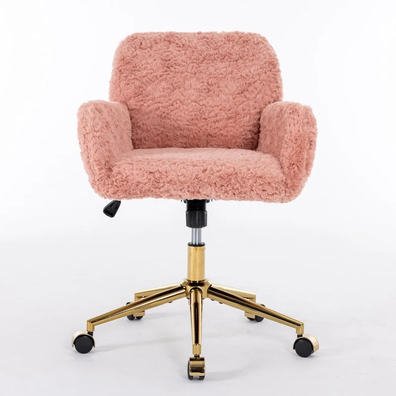 Chaise de bureau rembourrée et piètement en métal doré