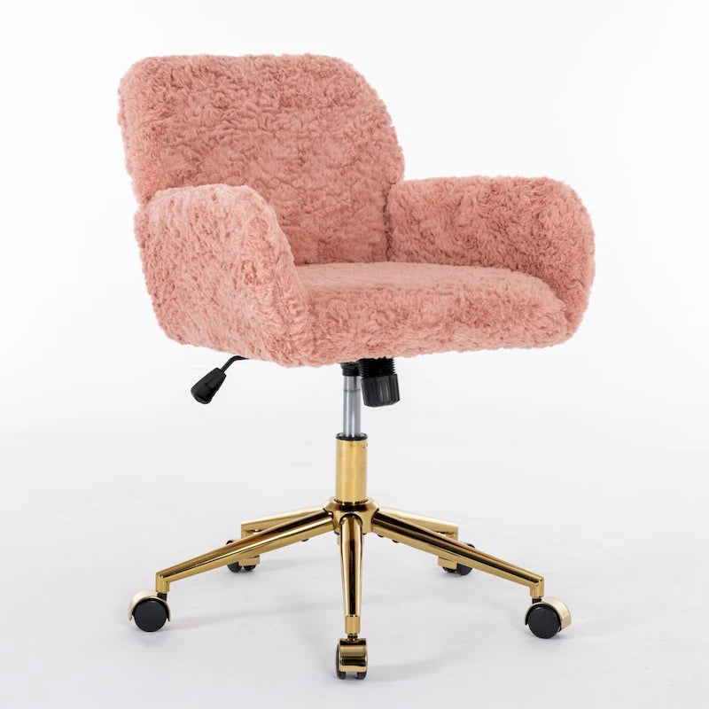 Chaise de bureau rembourrée et piètement en métal doré