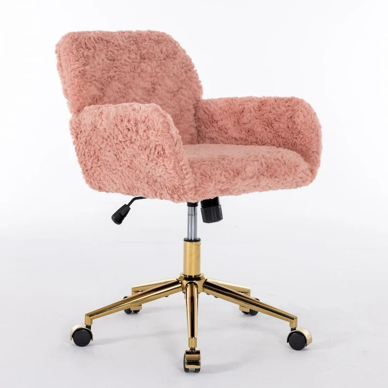 Chaise de bureau rembourrée et piètement en métal doré