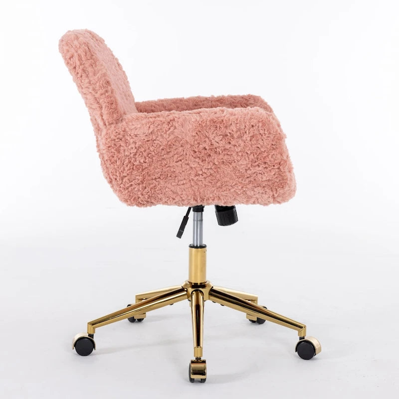 Chaise de bureau rembourrée et piètement en métal doré
