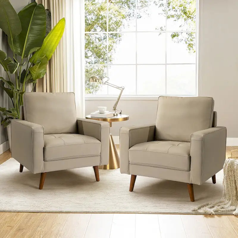 Fauteuil en cuir véritable du milieu du siècle
