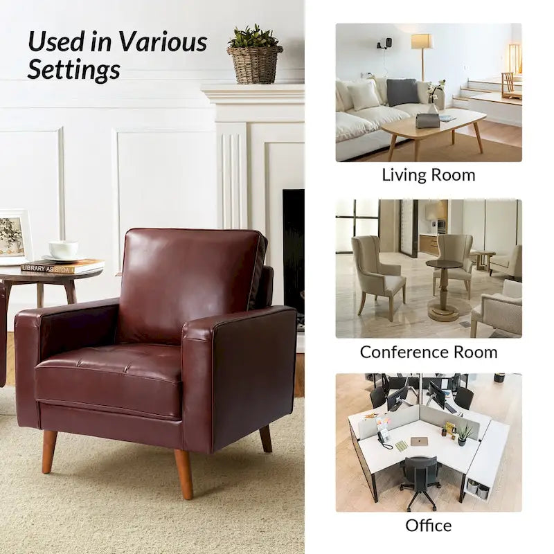 Fauteuil en cuir véritable du milieu du siècle