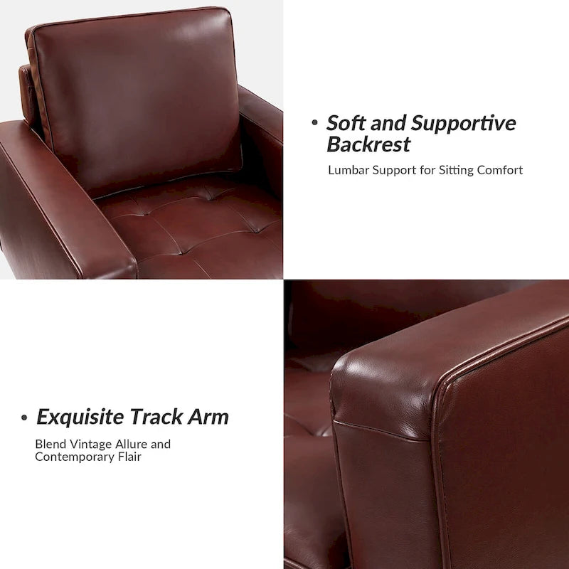 Fauteuil en cuir véritable du milieu du siècle