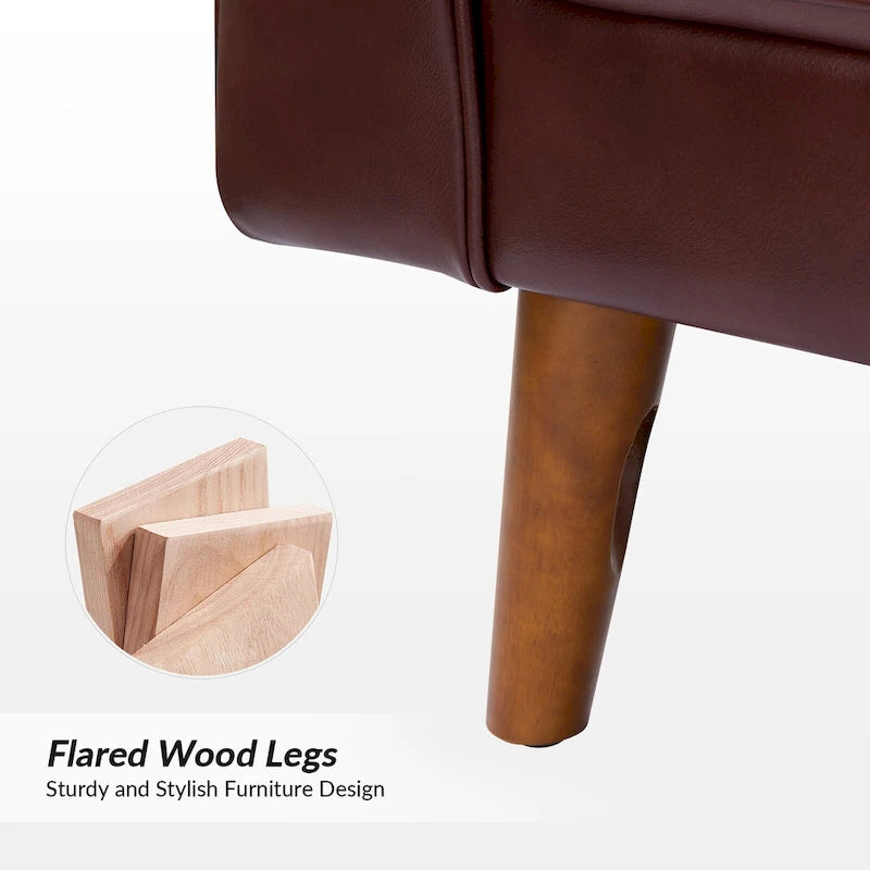 Fauteuil en cuir véritable du milieu du siècle
