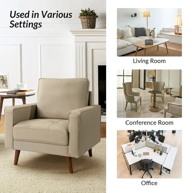 Fauteuil en cuir véritable du milieu du siècle