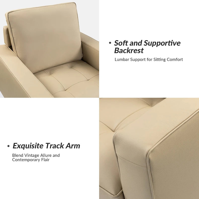 Fauteuil en cuir véritable du milieu du siècle