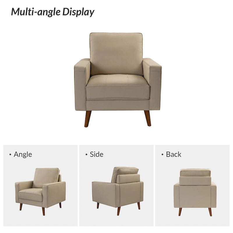 Fauteuil en cuir véritable du milieu du siècle