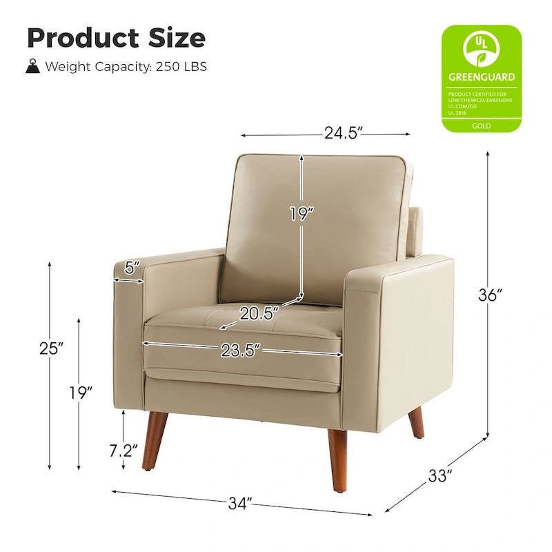 Fauteuil en cuir véritable du milieu du siècle