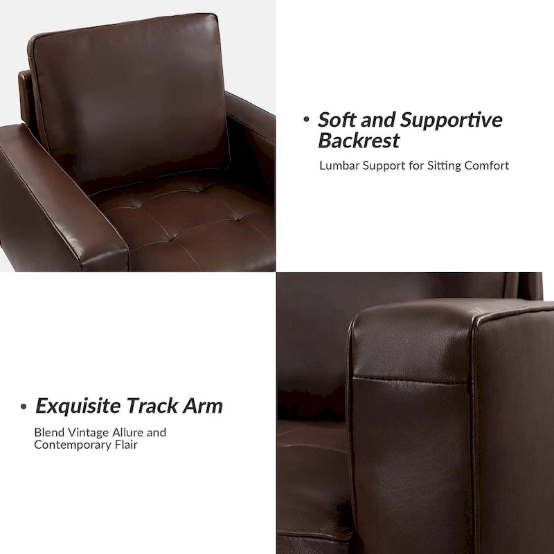 Fauteuil en cuir véritable du milieu du siècle