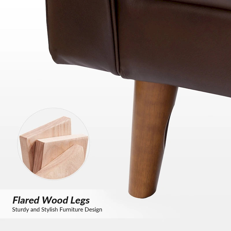 Fauteuil en cuir véritable du milieu du siècle