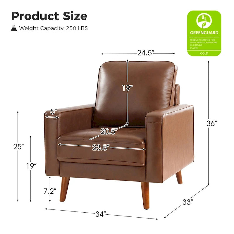 Fauteuil en cuir véritable du milieu du siècle