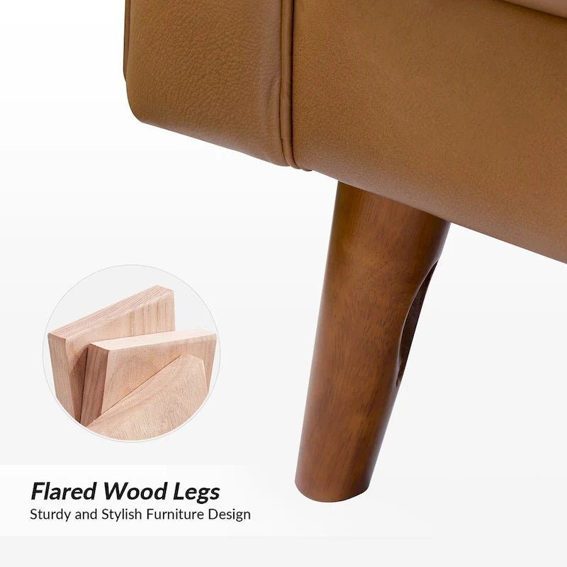 Fauteuil en cuir véritable du milieu du siècle