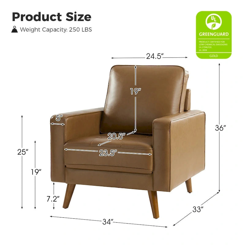 Fauteuil en cuir véritable du milieu du siècle