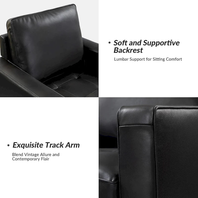 Fauteuil en cuir véritable du milieu du siècle