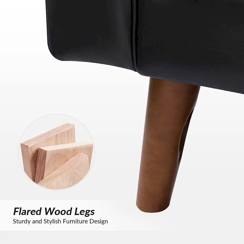 Fauteuil en cuir véritable du milieu du siècle