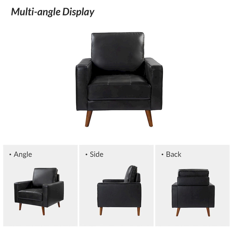 Fauteuil en cuir véritable du milieu du siècle