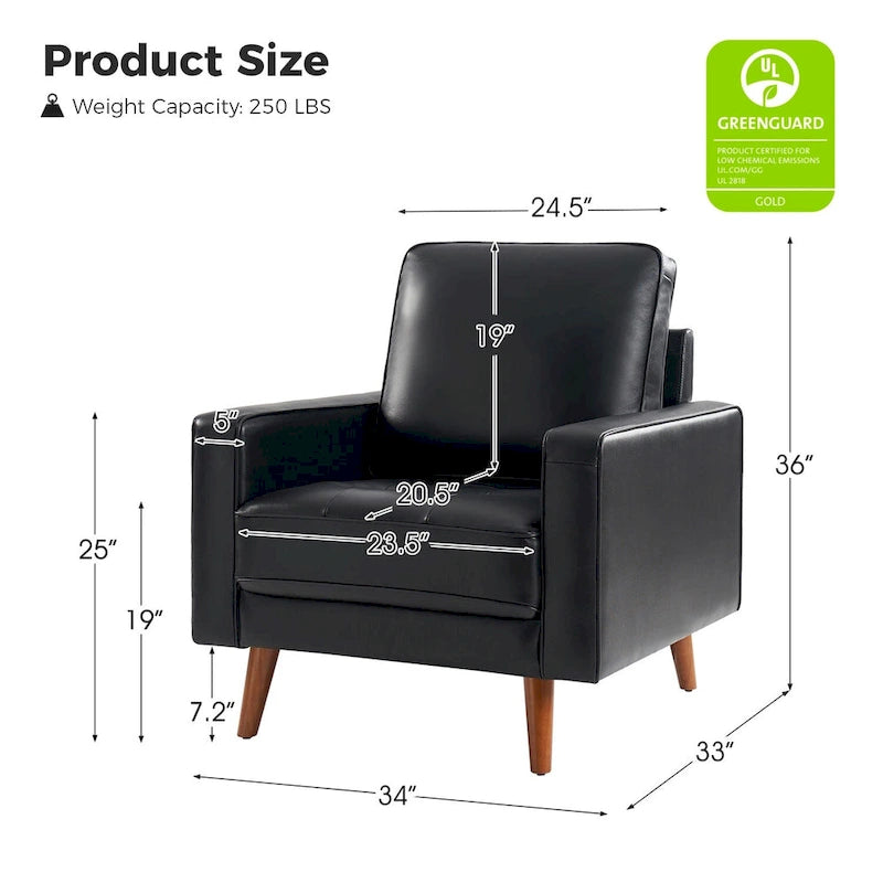 Fauteuil en cuir véritable du milieu du siècle