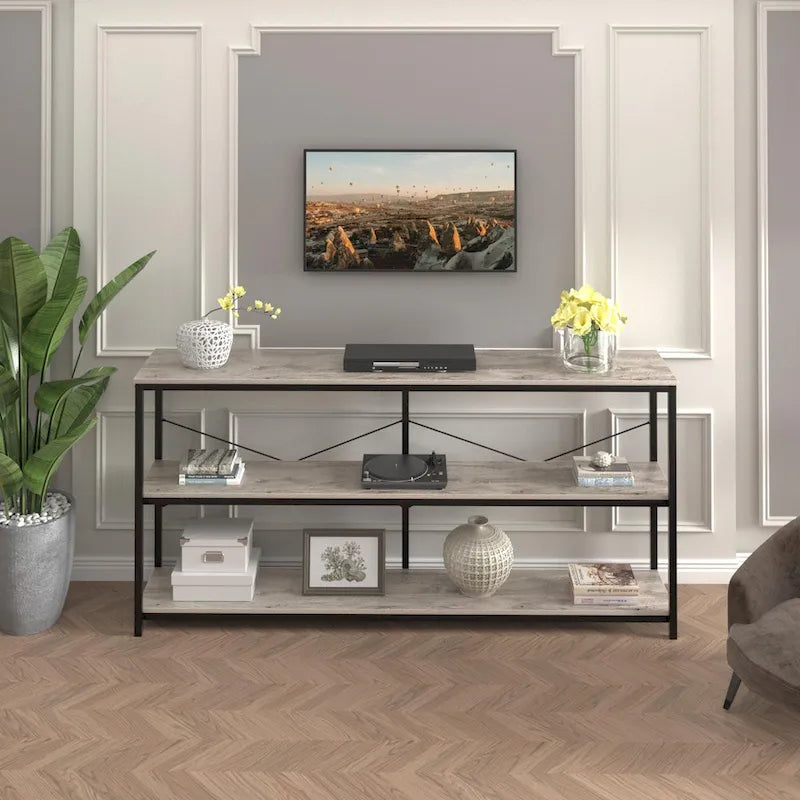 55 Table console étroite et longue avec étagère de rangement pour meuble TV