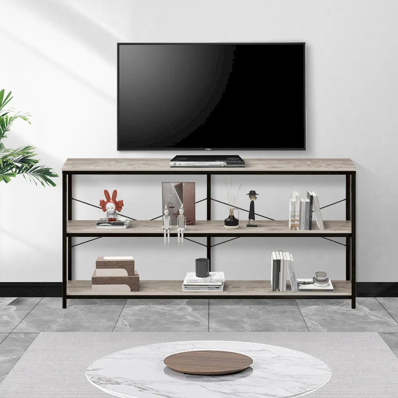 55 Table console étroite et longue avec étagère de rangement pour meuble TV