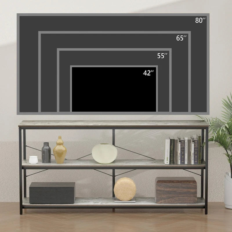 55 Table console étroite et longue avec étagère de rangement pour meuble TV