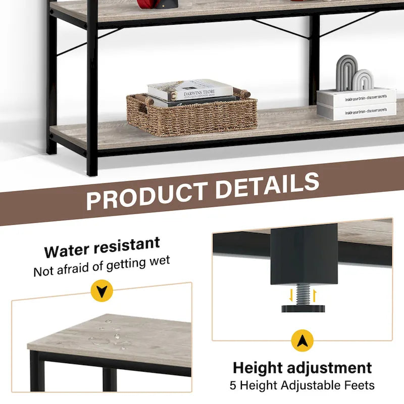 55 Table console étroite et longue avec étagère de rangement pour meuble TV