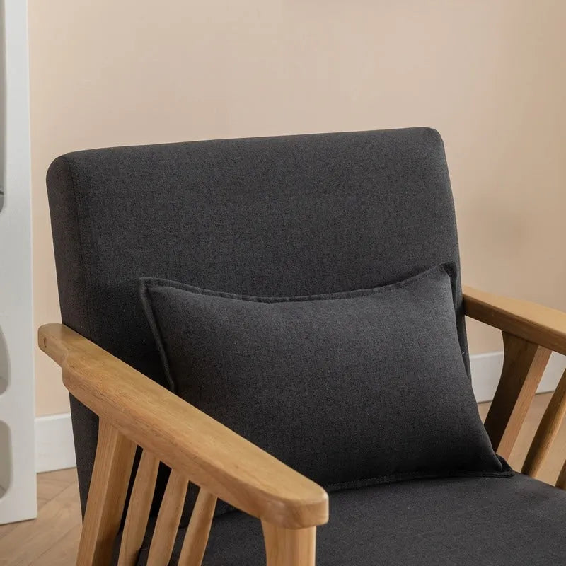 Fauteuil d'appoint avec coussin en bois massif tapissé de bouclette style Mid-Century