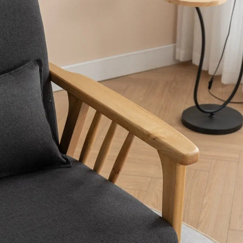 Fauteuil d'appoint avec coussin en bois massif tapissé de bouclette style Mid-Century