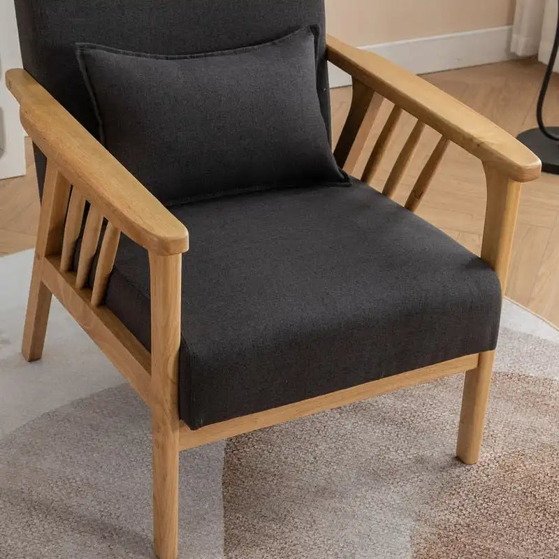 Fauteuil d'appoint avec coussin en bois massif tapissé de bouclette style Mid-Century