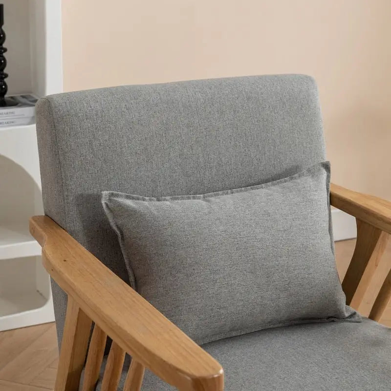 Fauteuil d'appoint avec coussin en bois massif tapissé de bouclette style Mid-Century