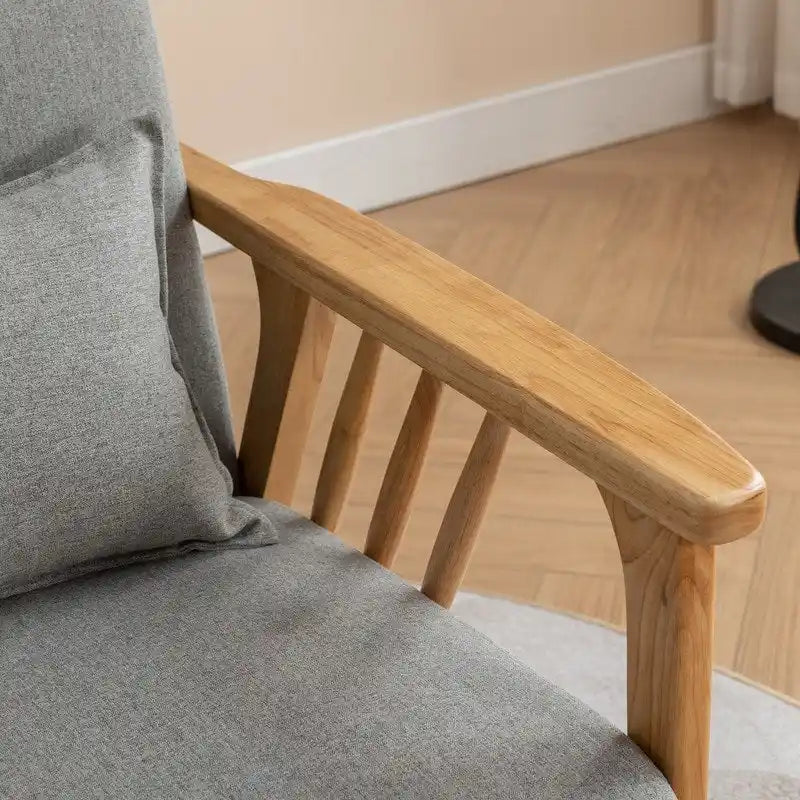 Fauteuil d'appoint avec coussin en bois massif tapissé de bouclette style Mid-Century