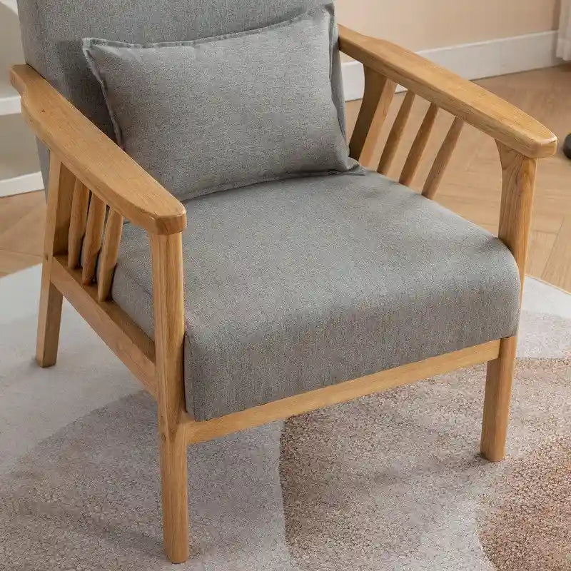 Fauteuil d'appoint avec coussin en bois massif tapissé de bouclette style Mid-Century