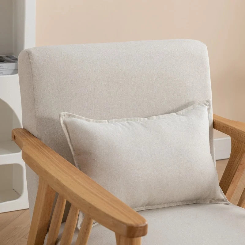 Fauteuil d'appoint avec coussin en bois massif tapissé de bouclette style Mid-Century