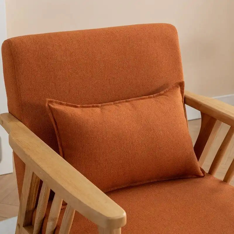 Fauteuil d'appoint avec coussin en bois massif tapissé de bouclette style Mid-Century