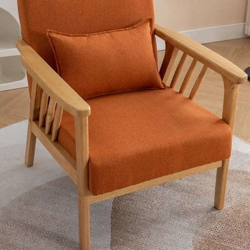 Fauteuil d'appoint avec coussin en bois massif tapissé de bouclette style Mid-Century