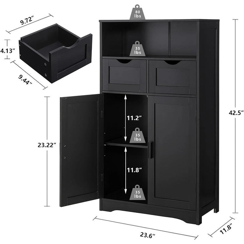 Meuble de Rangement Bas à 2 Portes - 30P x 60l x 108H cm