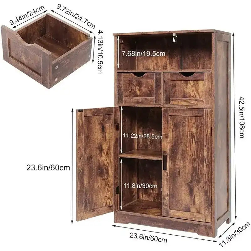Meuble de Rangement Bas à 2 Portes - 30P x 60l x 108H cm