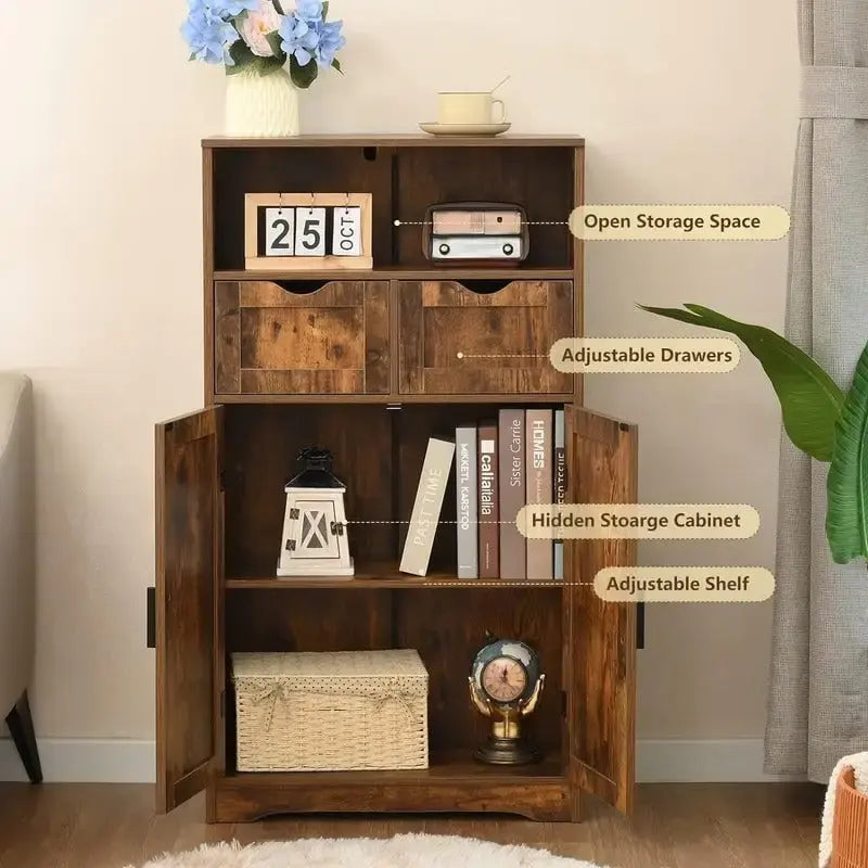 Meuble de Rangement Bas à 2 Portes - 30P x 60l x 108H cm