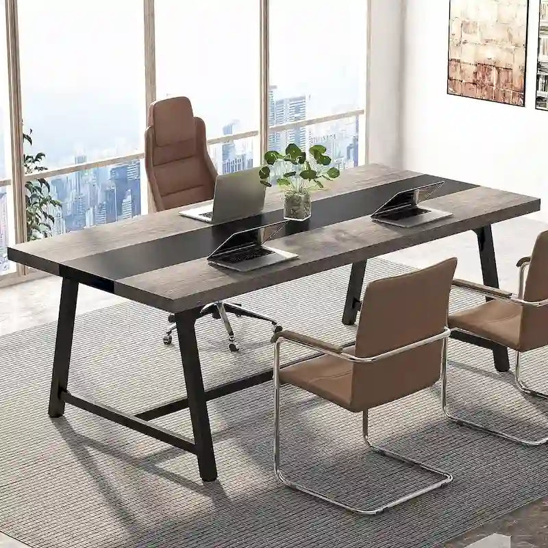 Table de conférence rectangulaire de 183 cm, table de réunion de 180 cm pour 6 personnes