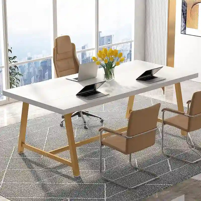 Table de conférence rectangulaire de 183 cm, table de réunion de 180 cm pour 6 personnes